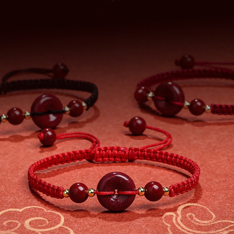 Natural Cinnabar Peace Buckle Blessing String Bracelet - Image 16