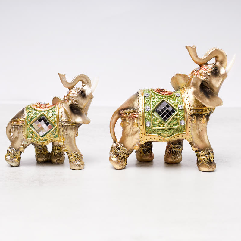 Lucky Feng Shui Green Elephant Statue Sculpture Wealth Figurine Gift Home Decoration - Image 4
