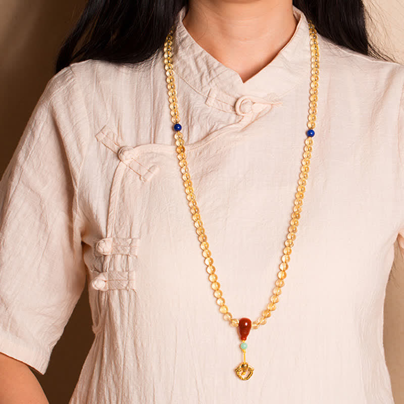 925 Sterling Silver 108 Mala Beads Natural Citrine Red Agate Amber Pleasure Charm Bracelet - Image 3