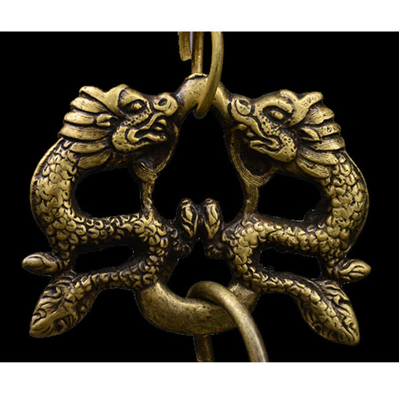 Tibetan Engraved Buddha Dragon Wind Chime Bell Copper Luck Wall Hanging Decoration - Image 10