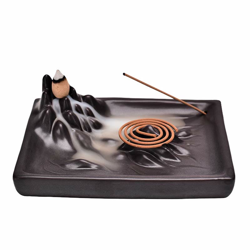 Mountains Flowing Water Ceramic Blessing Backflow Incense Burner - Image 10