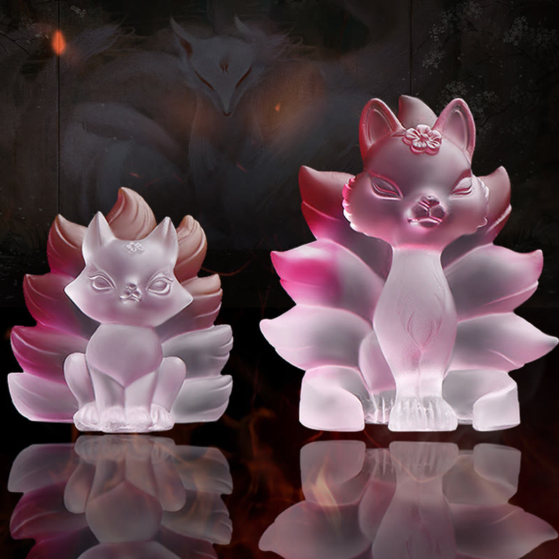 Small Nine Tailed Fox Success Strength Home Figurine Decoration