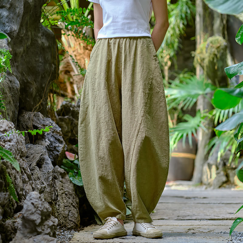Solid Color Loose Yoga Harem Pants With Pockets - Image 6