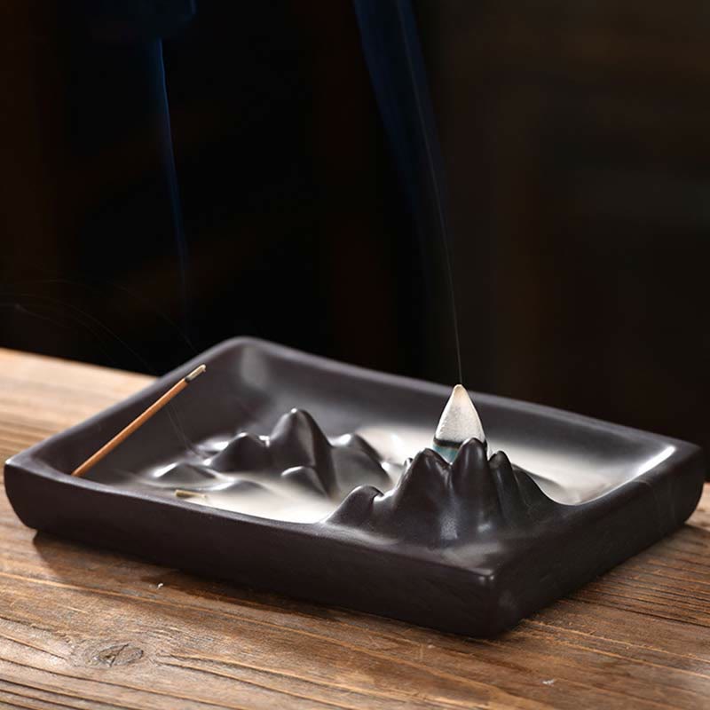 Mountains Flowing Water Ceramic Blessing Backflow Incense Burner - Image 6