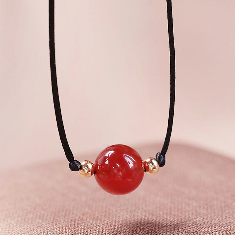 Natural Red Agate Chalcedony Self-acceptance Confidence String Bead Bracelet Necklace Pendant - Image 12