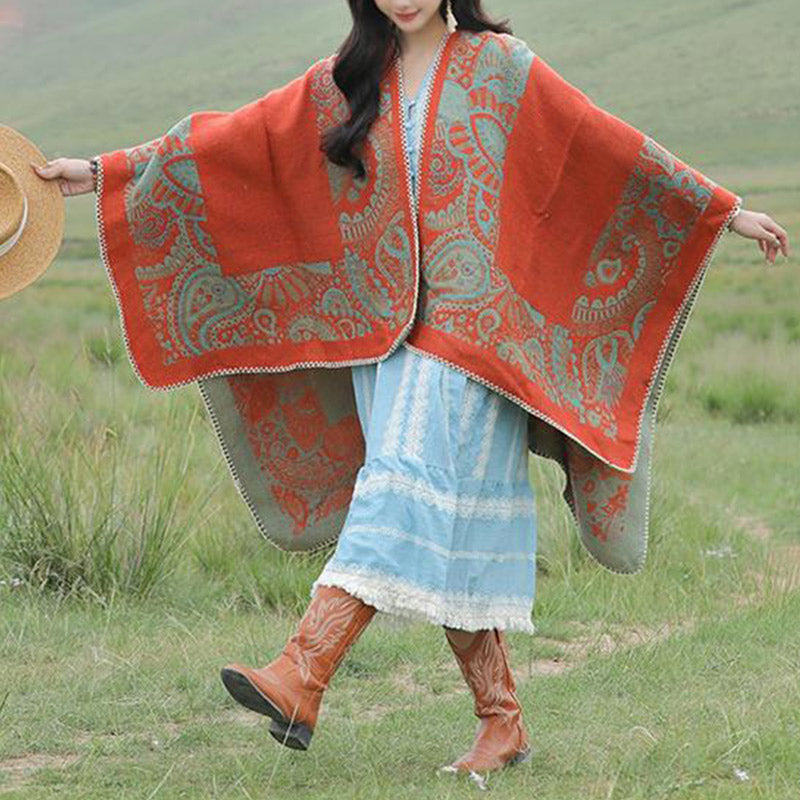 Tibetan Shawl Simple Pattern Winter Cozy Travel Scarf Wrap - Image 19