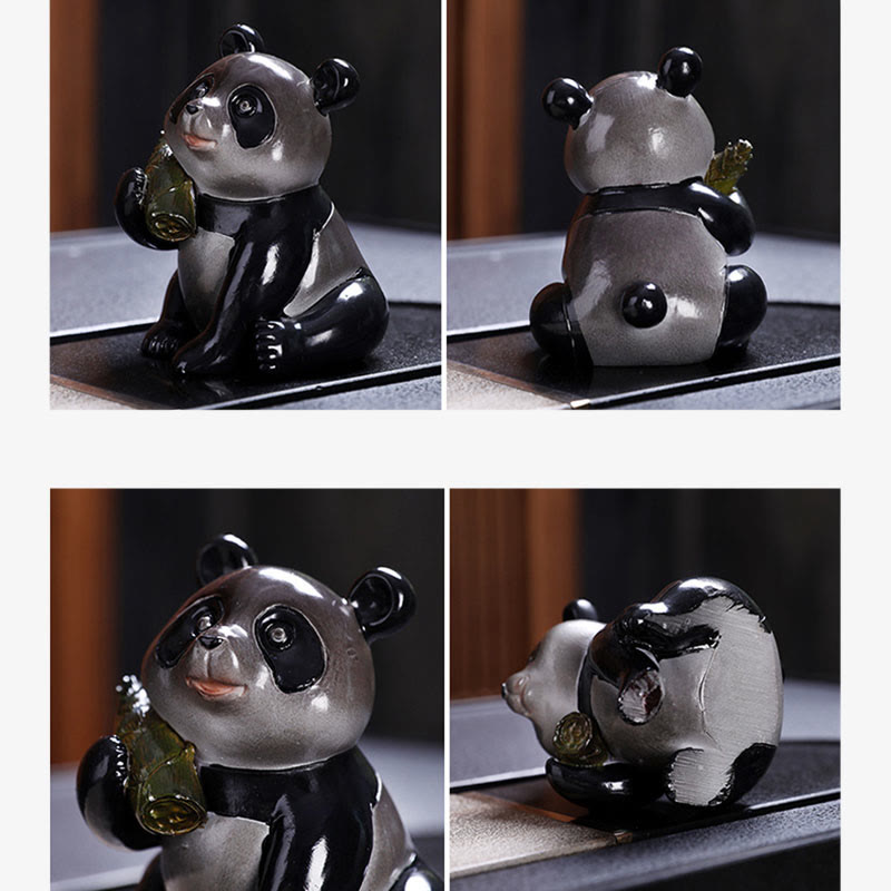 Color Changing Small Cute Panda Bamboo Tea Pet Resin Home Figurine Decoration - Image 8