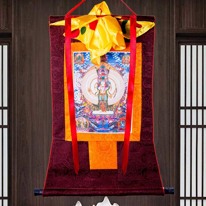 Tibetan Thousand-handed Avalokitesvara Framed Thangka Blessing Decoration - Image 9