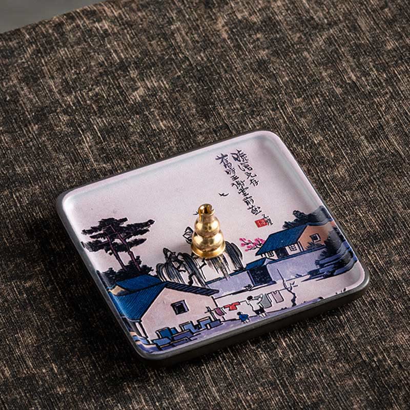 Mountain Lake Flower Leaf Healing Ceramic Plate Tray Stick Incense Burner Decoration - Image 20