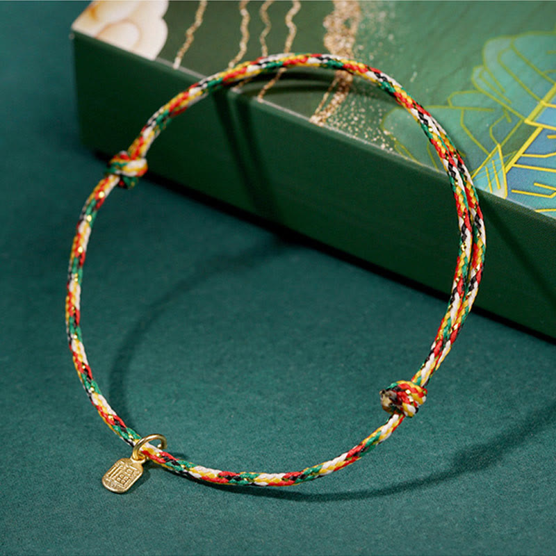 Auspicious Fu Character Peace And Joy Luck Handmade Multicolored Child Adult Bracelet - Image 6