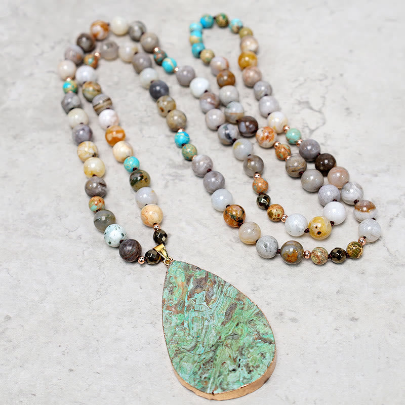 Natural Ocean Picasso Jasper Beaded Healing Neckace