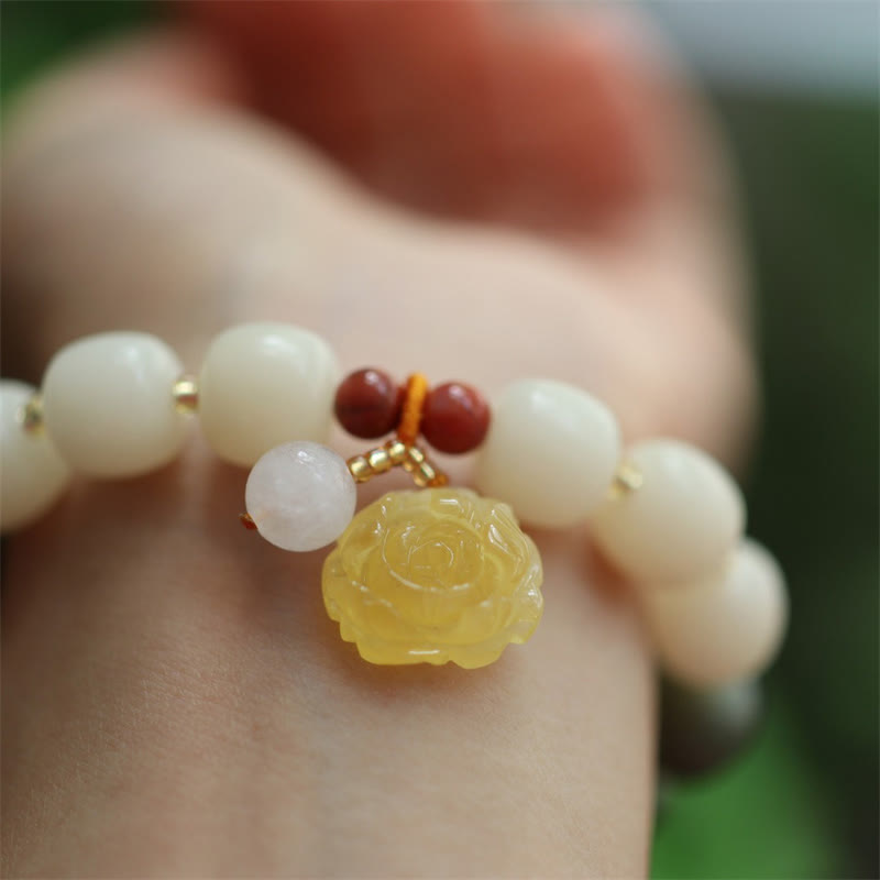 Gradient Bodhi Seed Amber Lotus Peace Bracelet - Image 3