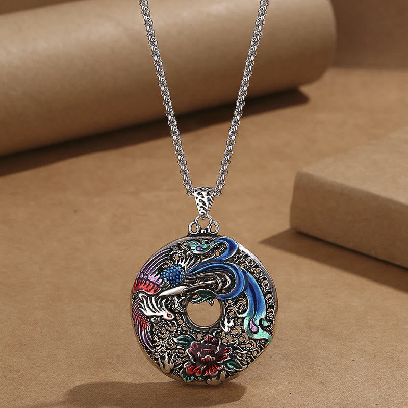 Phoenix Peony Flower Luck Protection Necklace Pendant - Image 6