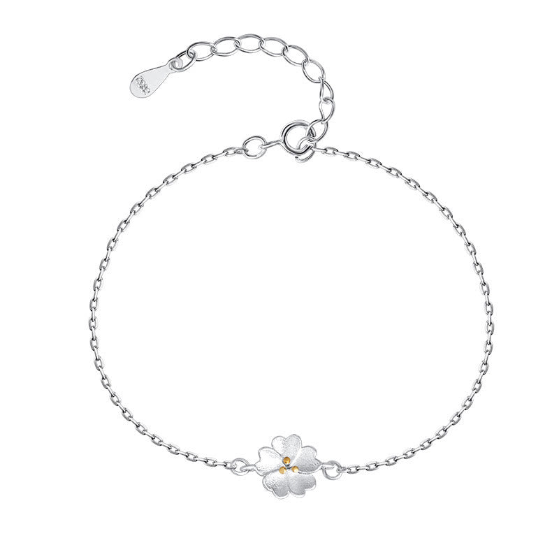 925 Sterling Silver Cherry Blossom Blessing Chain Bracelet - Image 9
