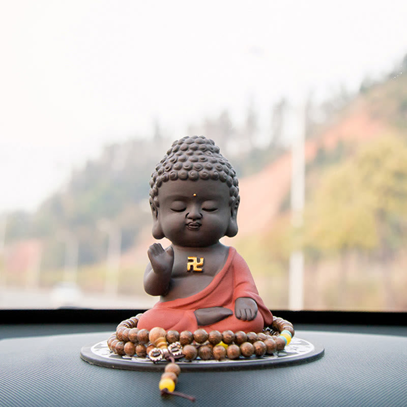 Small Buddha Serenity Purple Clay Home Desk Decoration - Image 10