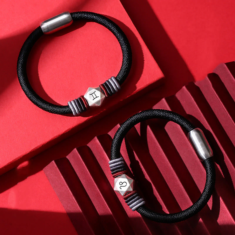 999 Sterling Silver 12 Constellations of the Zodiac Blessing Handmade String Bracelet - Image 7