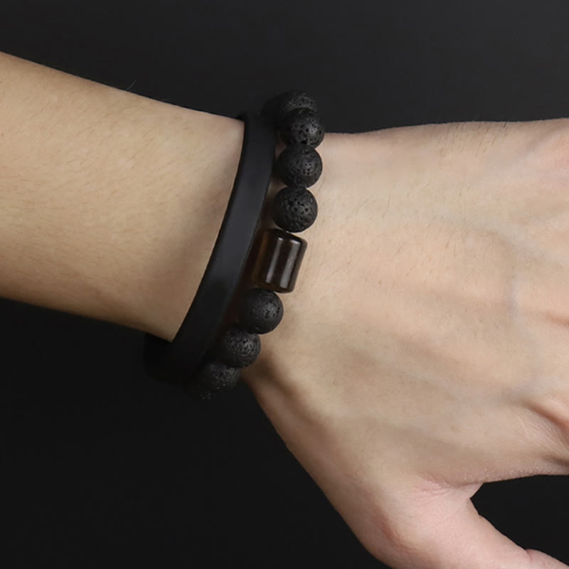 Lava Rock Ebony Wood Tiger Eye Healing Bracelet - Image 14