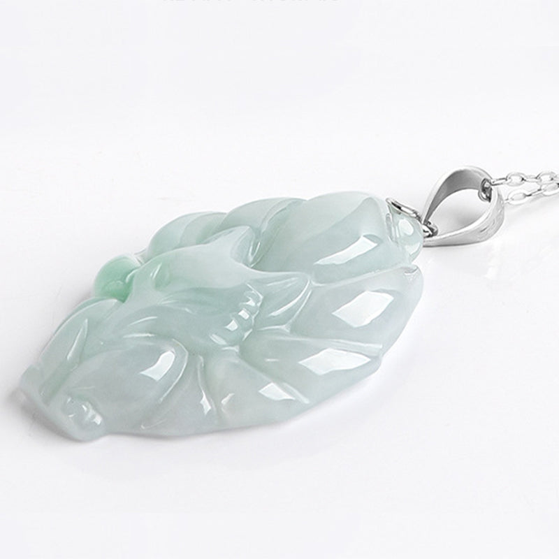 925 Sterling Silver Natural Jade Nine Tailed Fox Prosperity Necklace Pendant - Image 7