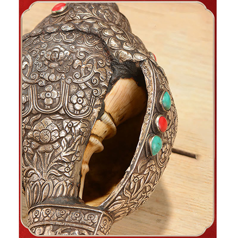 Tibetan Handmade Natural Shankha Engraved Eight Auspicious Symbols Conch Shell Lucky Home Decoration - Image 9