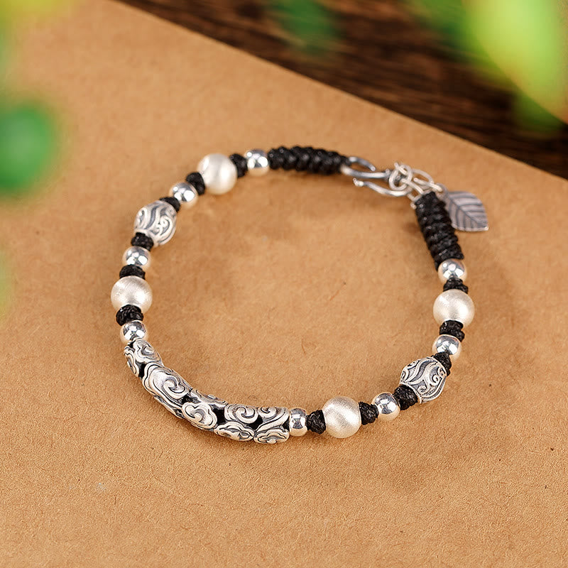 Tibet Handmade Copper 999 Sterling Silver Auspicious Cloud Wealth String Bracelet - Image 17