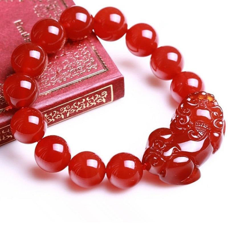 Red Agate Lucky Pixiu Wealth Luck Bracelet