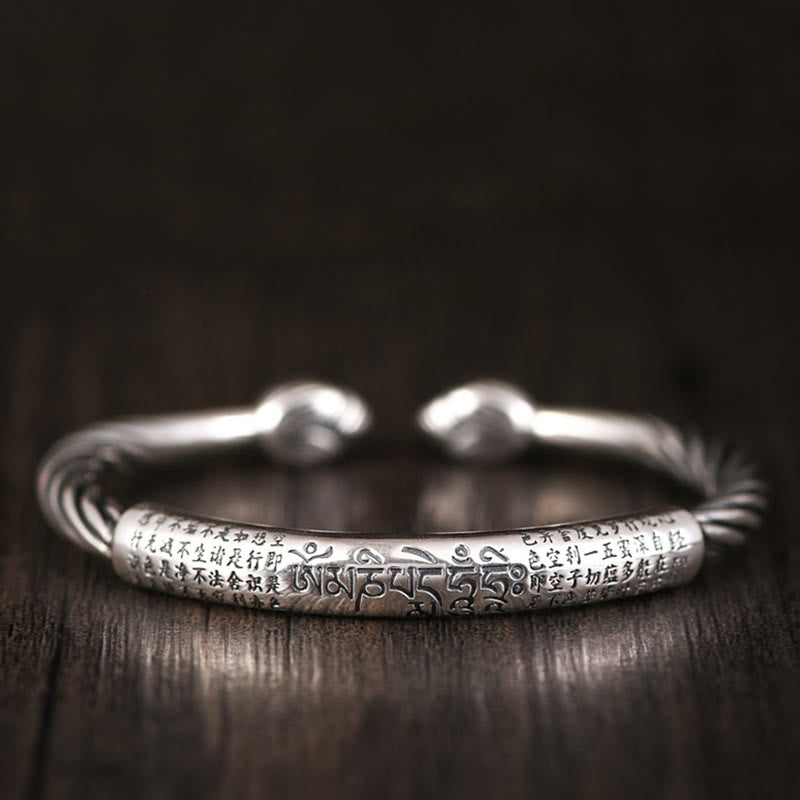 Tibetan Om Mani Padme Hum Heart Sutra Purity Cuff Bracelet - Image 7