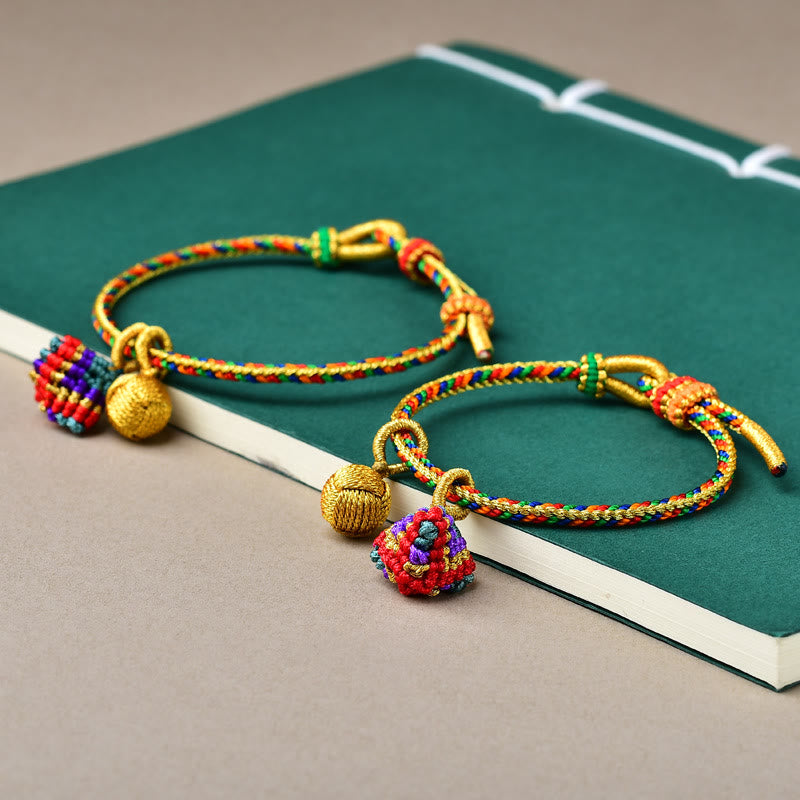 Colorful Rope Luck Handmade Zongzi Golden Ball Charm Bracelet - Image 22