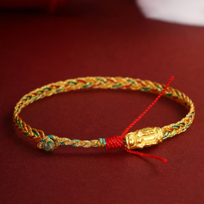 Year of the Dragon Handmade Colorful Dragon Carved Success Braided Bracelet - Image 4