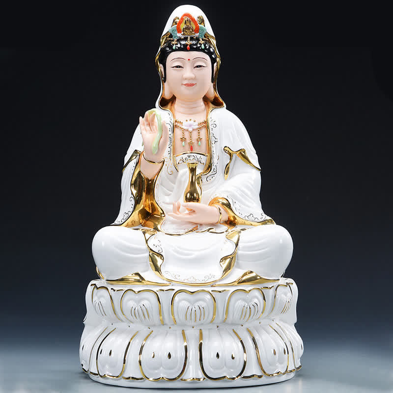 Chenrezig Bodhisattva Avalokitesvara Success Ceramic Statue Home Decoration - Image 6