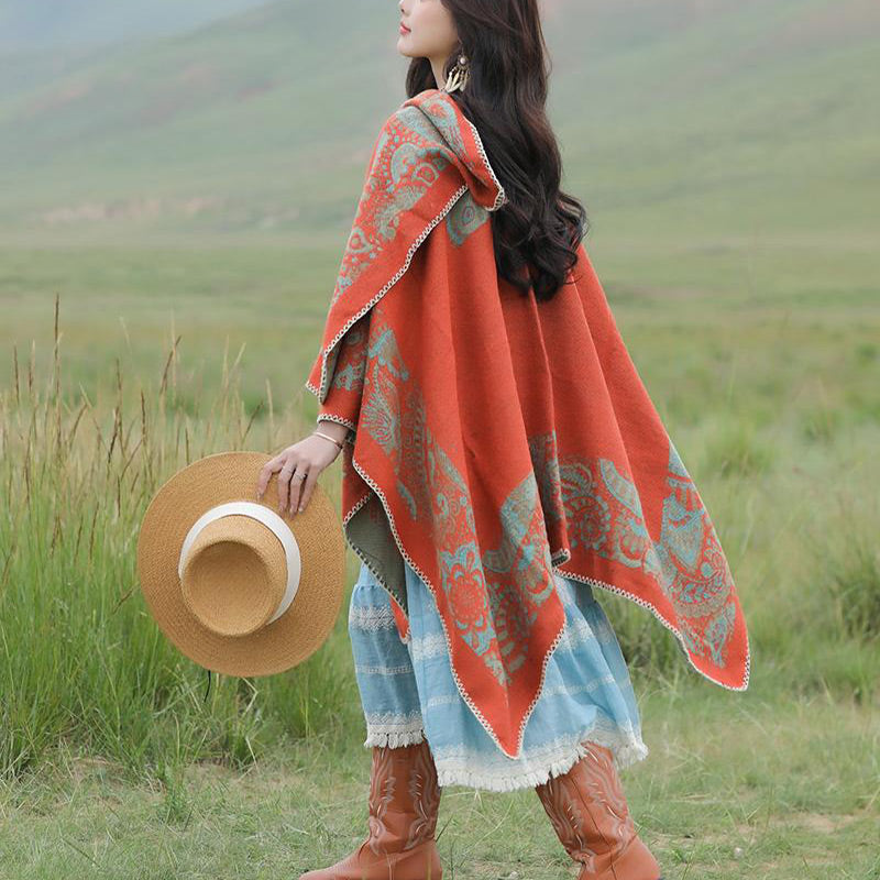 Tibetan Shawl Simple Pattern Winter Cozy Travel Scarf Wrap - Image 6