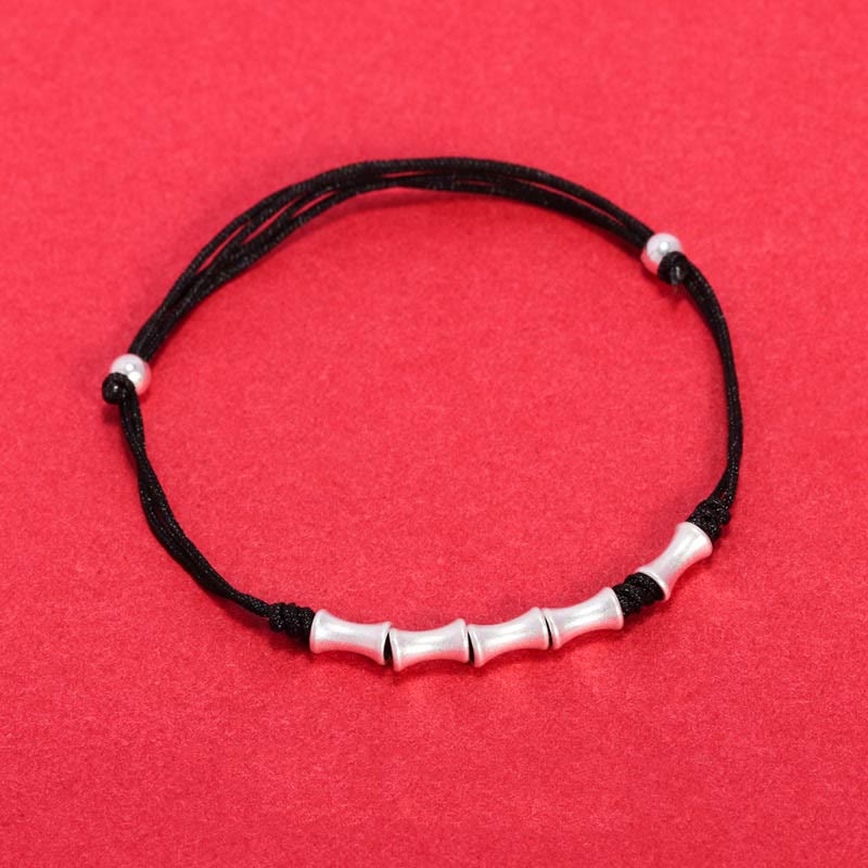 925 Sterling Silver Bamboo Design Protection Luck Braided Bracelet - Image 12