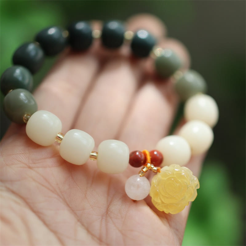 Gradient Bodhi Seed Amber Lotus Peace Bracelet - Image 9