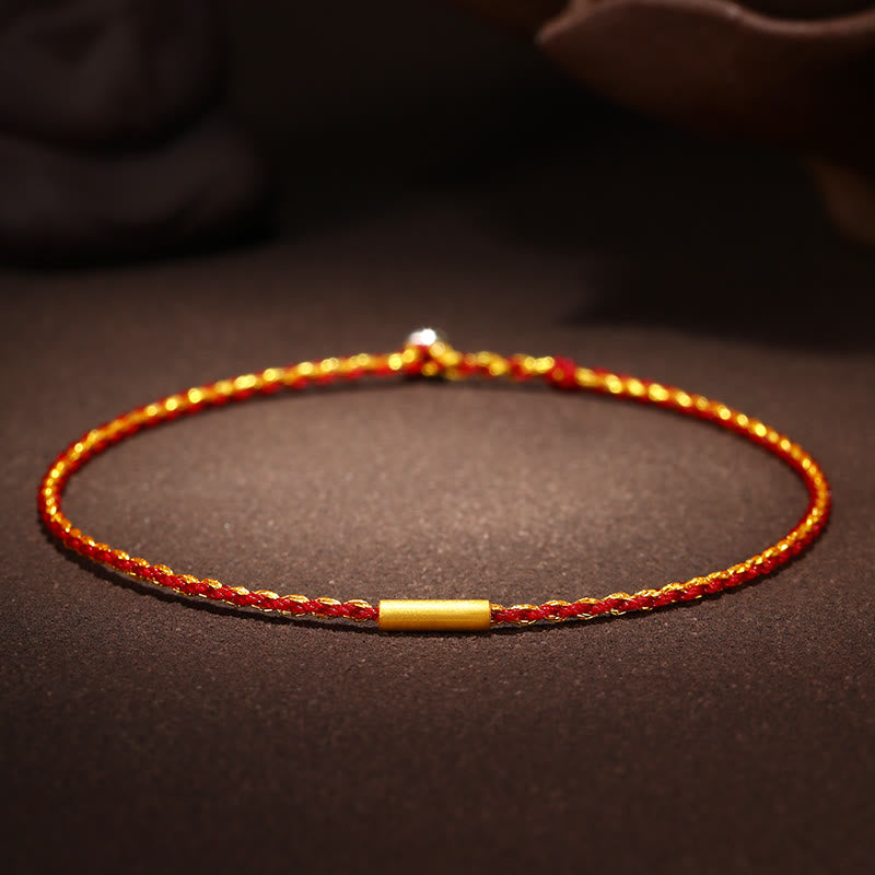 999 Gold Bead Handmade Four Thread Wishful Knots Braided Protection Bracelet - Image 12