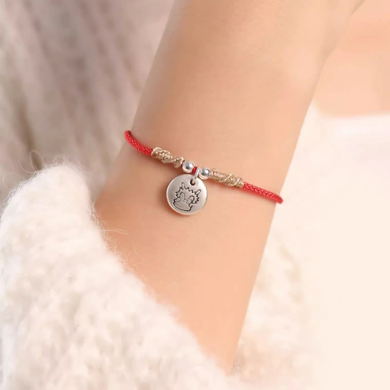 Handmade 999 Sterling Silver Year of the Dragon Cute Chinese Zodiac Luck Braided Bracelet (Extra 30% Off | USE CODE: FS30) - Image 7