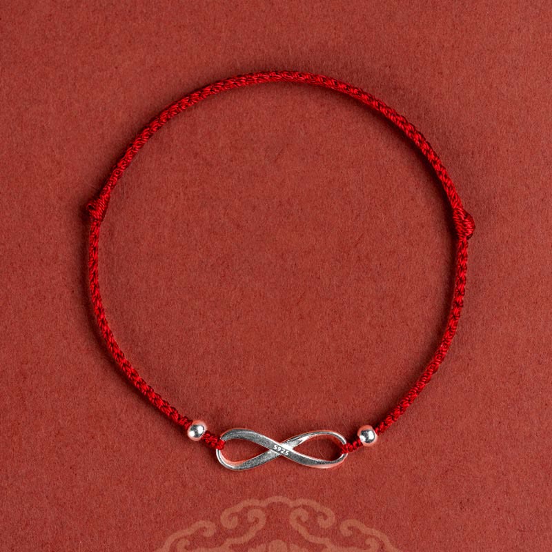 925 Sterling Silver Endless Knot Protection Luck Red String Bracelet Anklet - Image 18