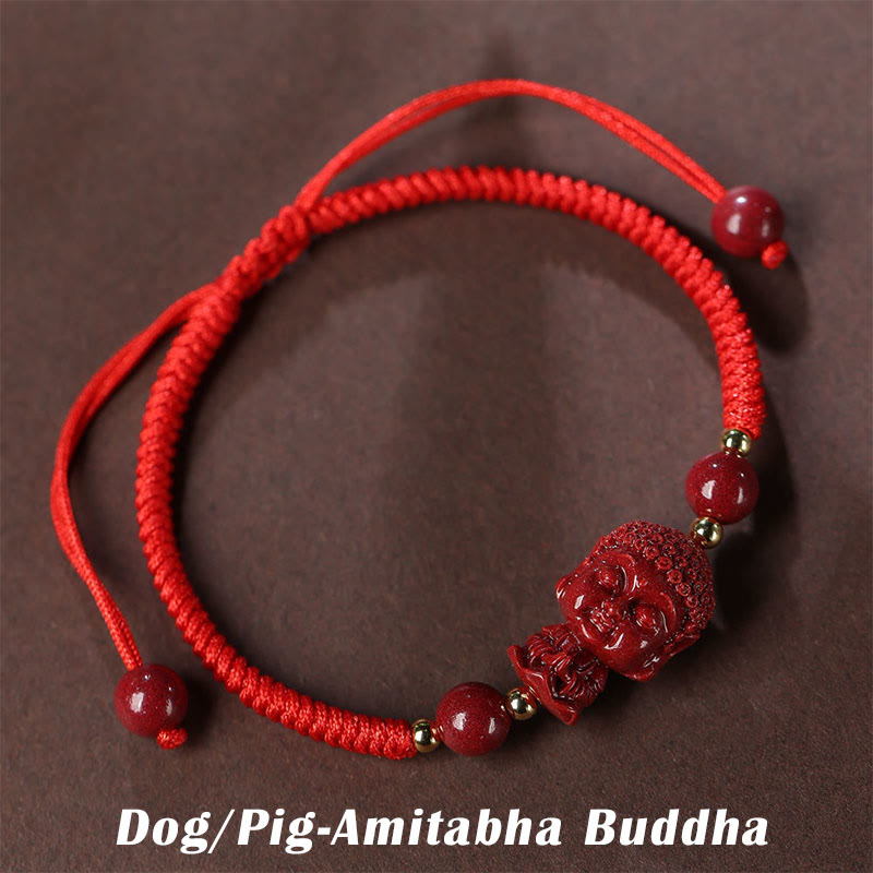 Chinese Zodiac Natal Buddha Cinnabar Amulet Blessing String Bracelet - Image 13