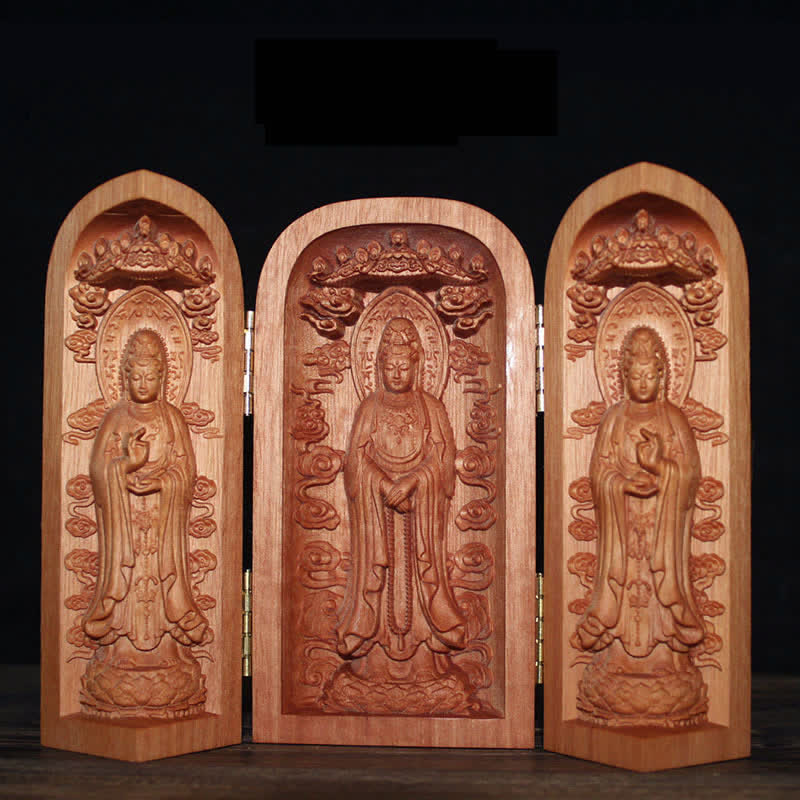 Avalokitesvara Kwan Yin Buddha Cherry Wood Compassion Home Decoration Altar - Image 7