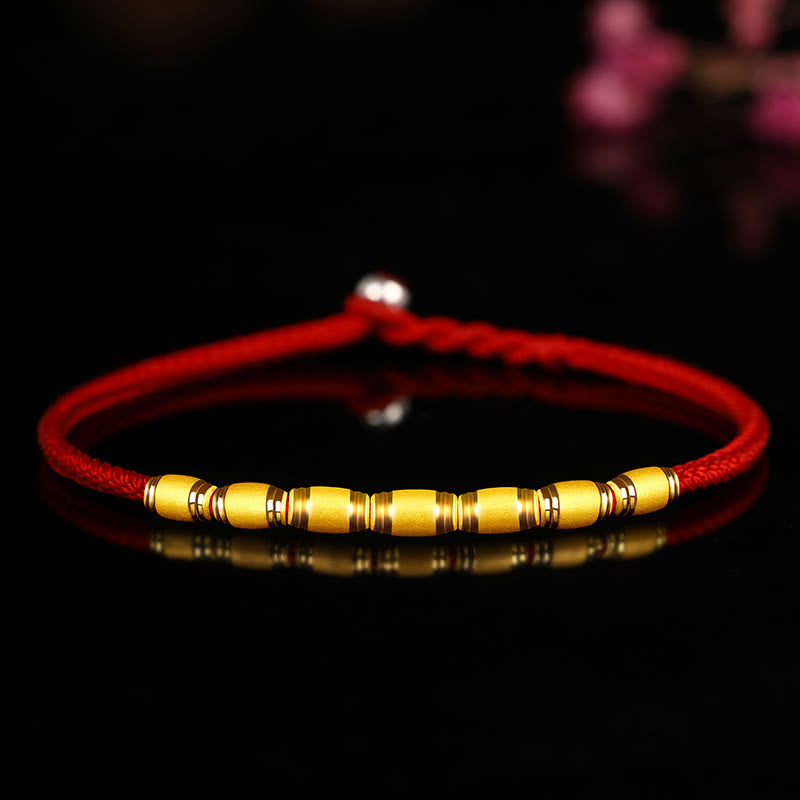 999 Gold Lucky Bead Eight Thread Peace Knot Red Rope Bracelet - Image 10