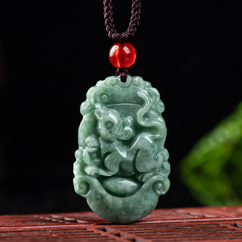 Natural Jade 12 Chinese Zodiac Prosperity Necklace Pendant - Image 7