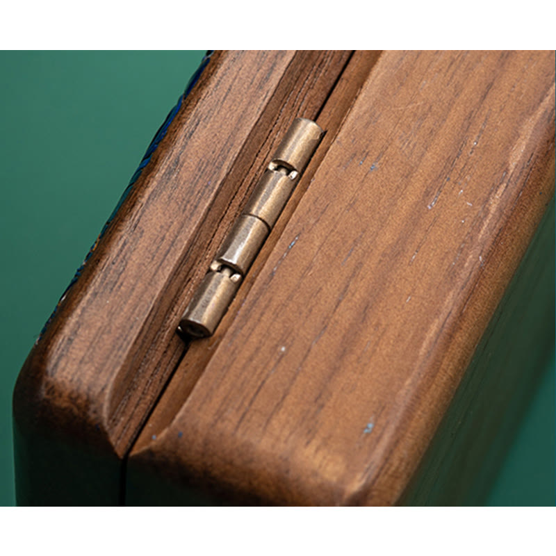 Vintage Handmade Black Walnut Wood Jewelry Storage Box With Mirror - Image 11