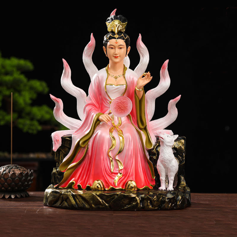 Nine Tailed Fox Fairy Luck Protection Resin Home Decoration - Image 3