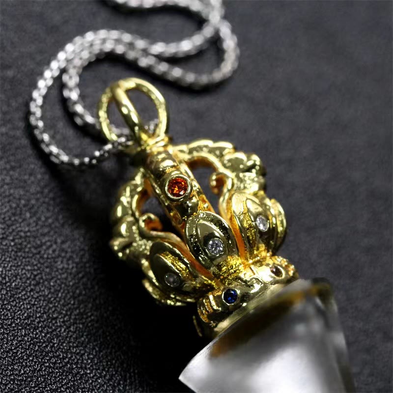 Tibetan Dorje Vajra 4 Prong Lotus Liuli Crystal Strength Necklace Pendant - Image 18