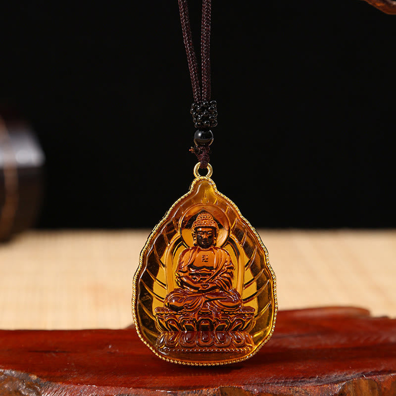 Tibetan Buddha Liuli Crystal Serenity Necklace Pendant - Image 5