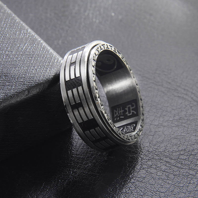 Bagua Yin Yang Titanium Steel Balance Rotatable Ring - Image 15