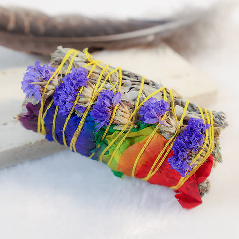 Red Rose Forget-me-not Colorful Daisy Smudge Stick for Home Cleansing Incense Healing Meditation Smudge Sticks Rituals - Image 9