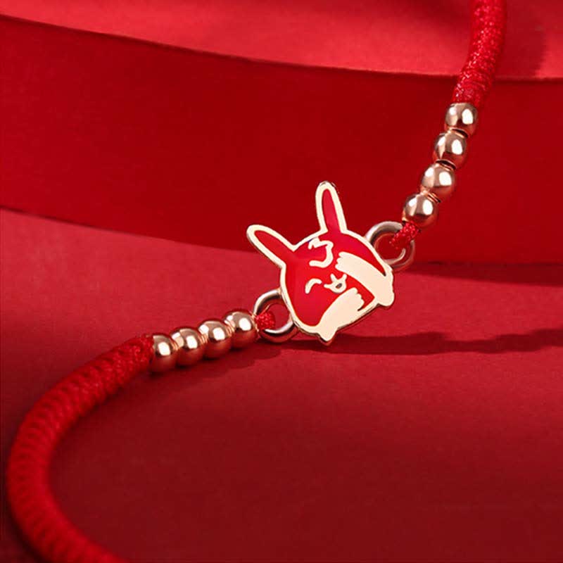 925 Sterling Silver Chinese Zodiac Luck Faith Discolor Red String Bracelet - Image 11