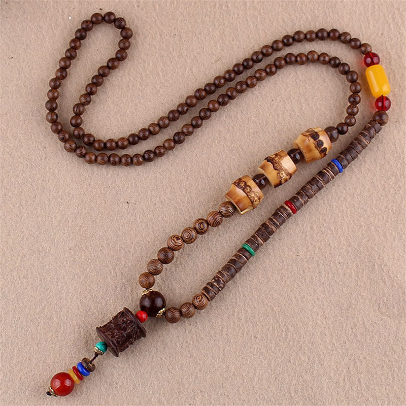 Tibetan Wenge Wood Bodhi Seed Agate Elephant Protection Necklace Pendant - Image 8