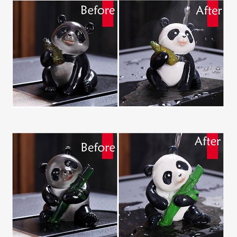 Color Changing Small Cute Panda Bamboo Tea Pet Resin Home Figurine Decoration - Image 13