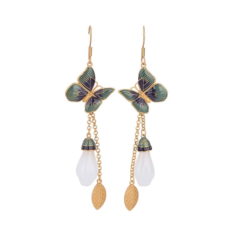 FengShui White Jade Fortune Earrings