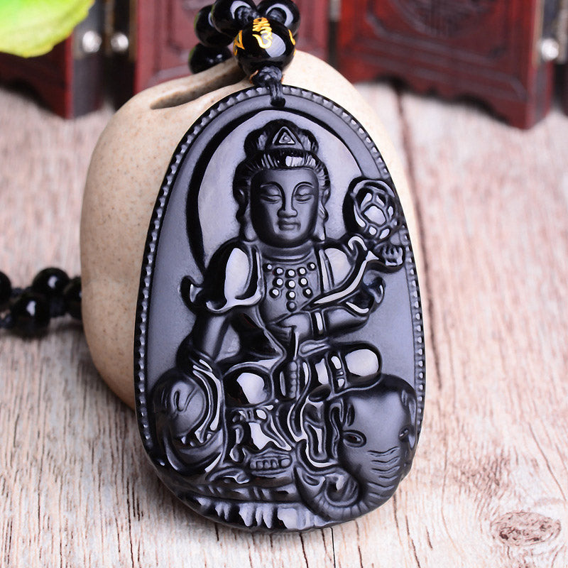 Chinese Zodiac Obsidian Buddha Amulet Protection Pendant Necklace - Image 4